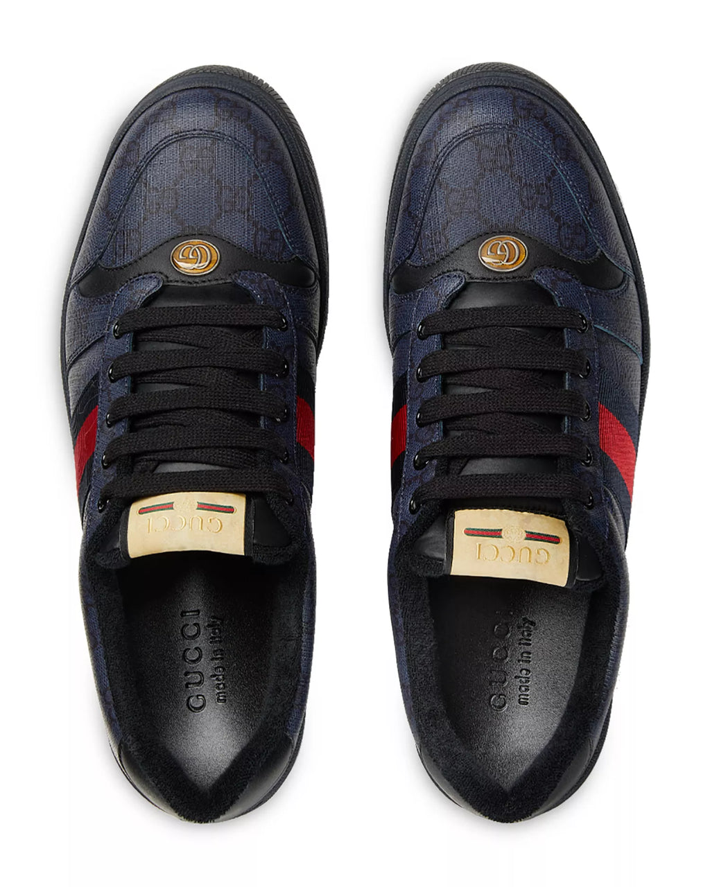 Gucci Men's Screener Canvas and Leather Sneakers Dark Blue