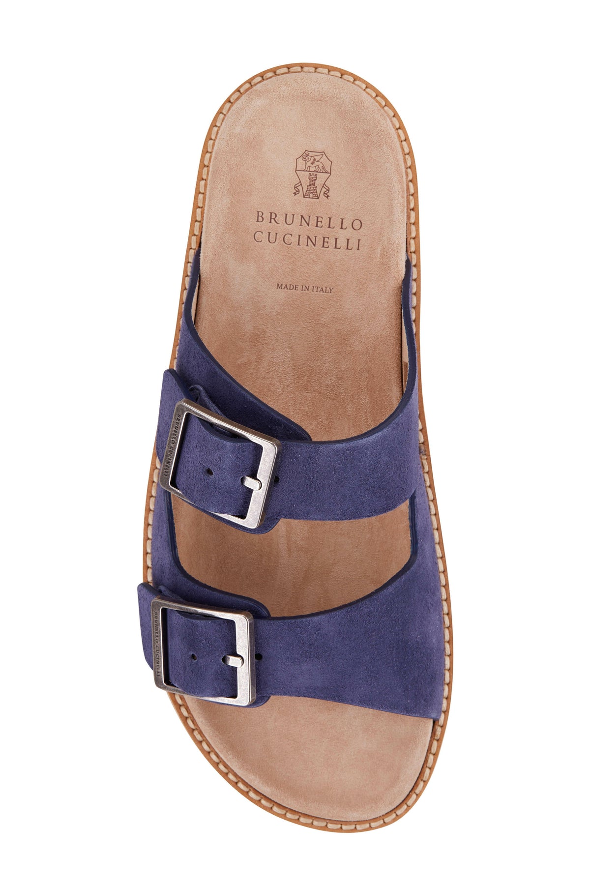 Brunello Cucinelli Sandals | Navy Suede Buckle