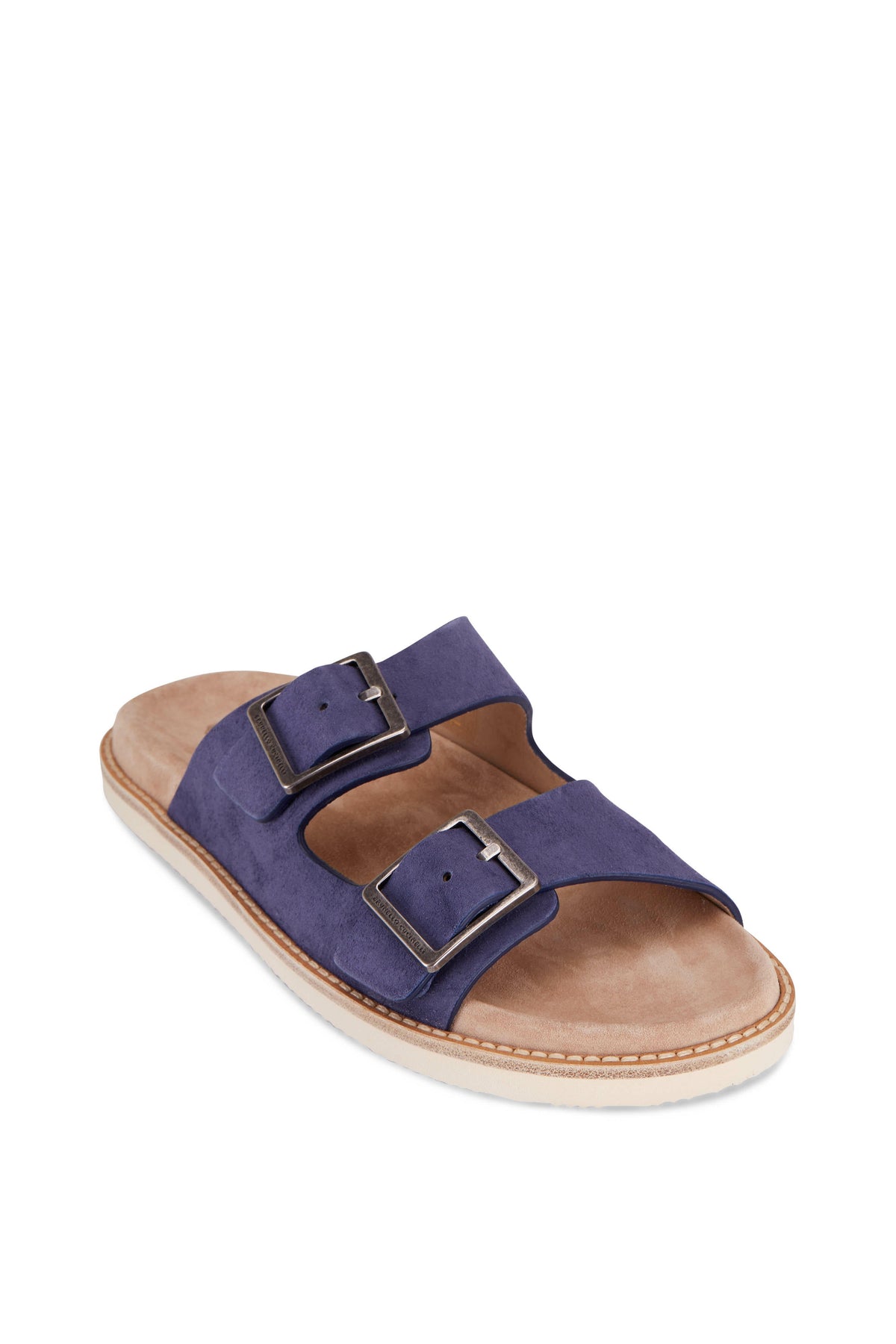 Brunello Cucinelli Sandals | Navy Suede Buckle