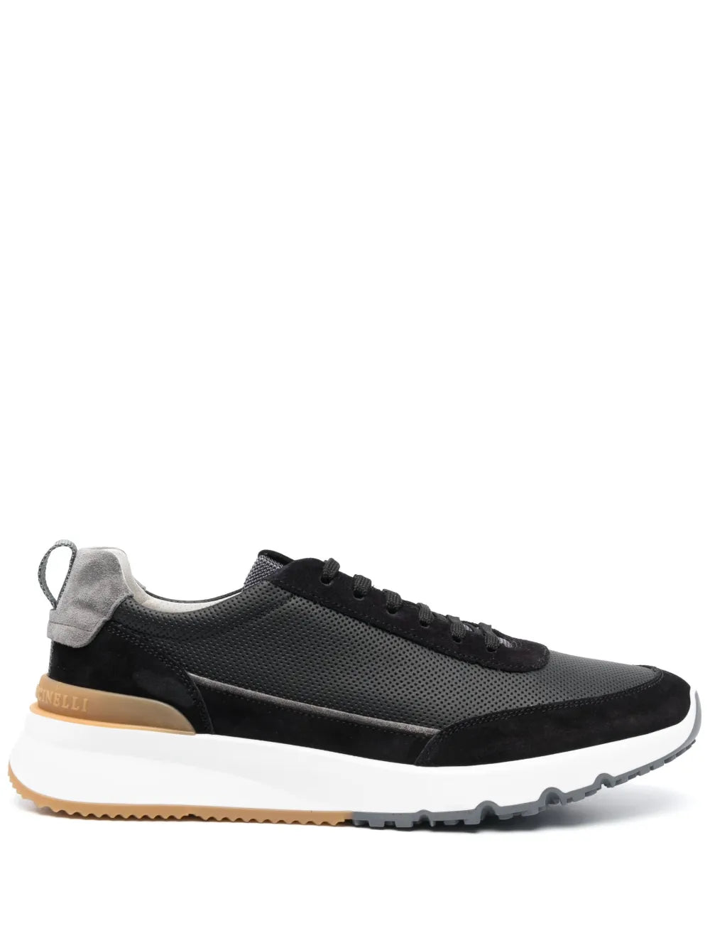 runello Cucinelli black multi-panel lace-up