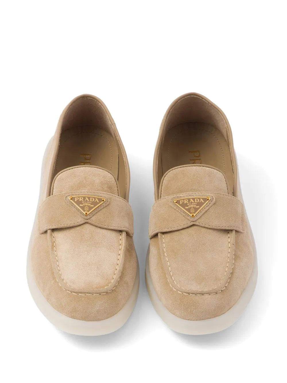 Prada Women's Loafers | Triangle-logo Beige