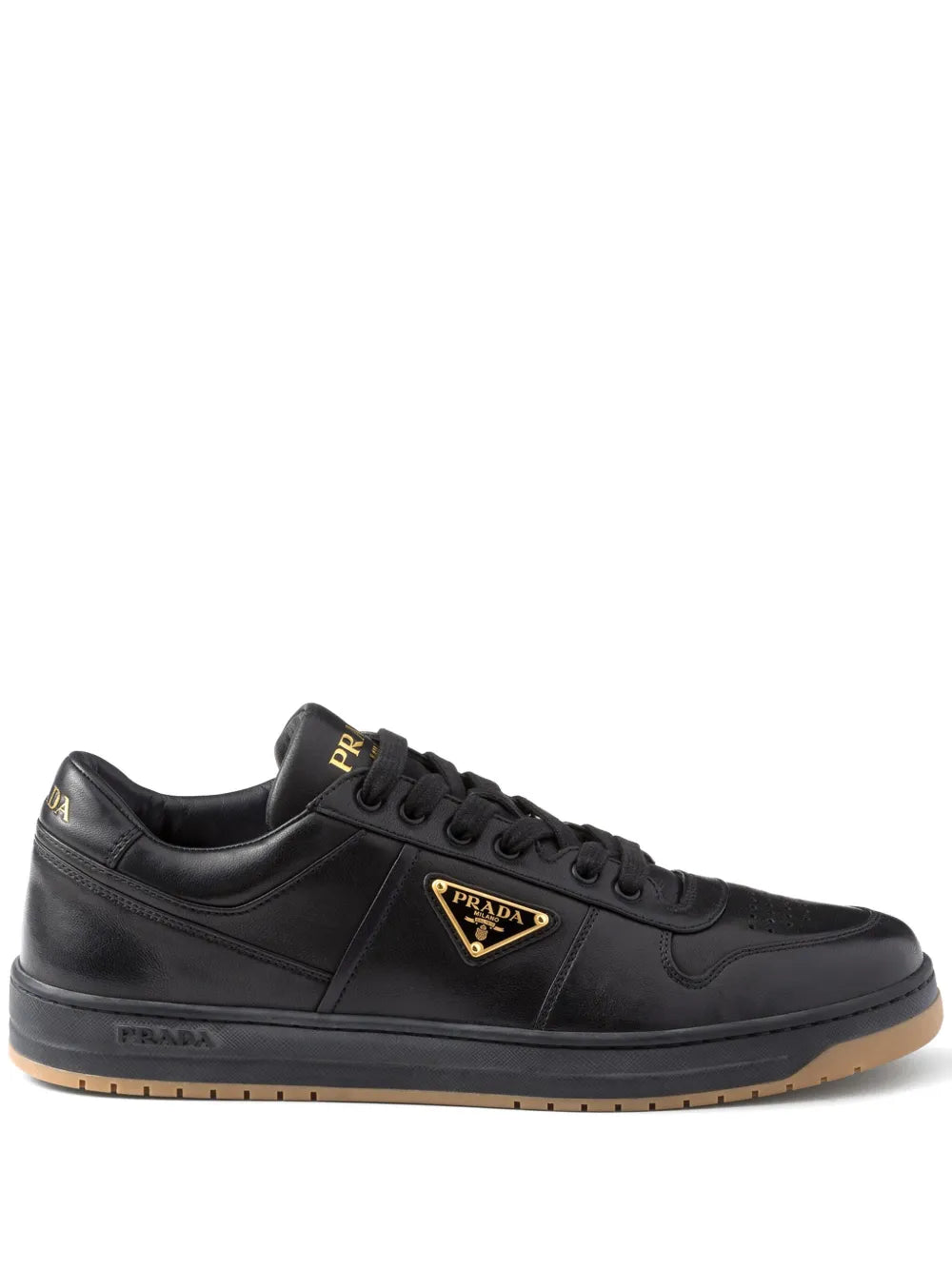 Prada Downtown leather sneakers Golden Black