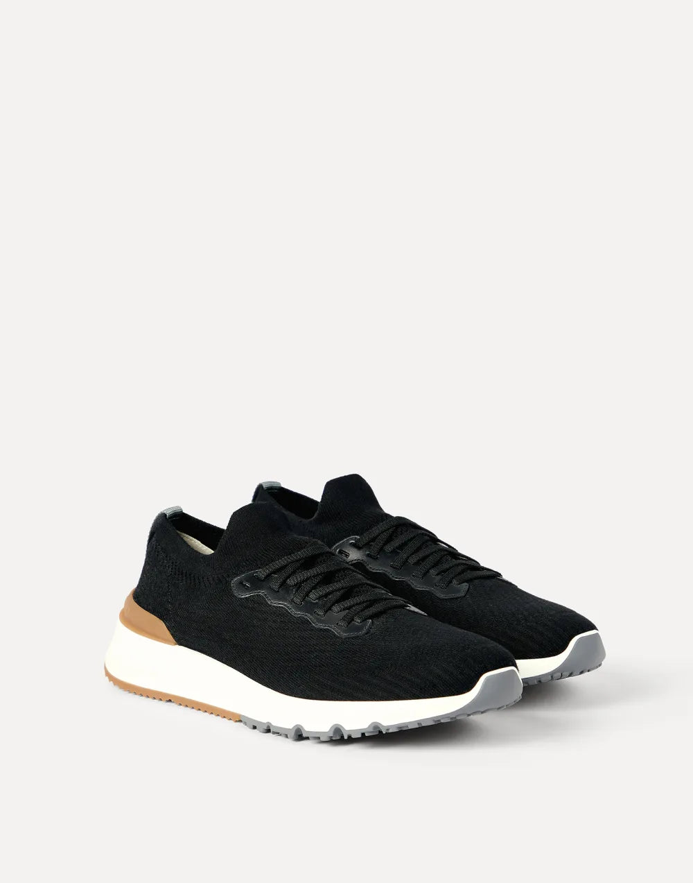 Cotton knit and semi-polished calfskin Black