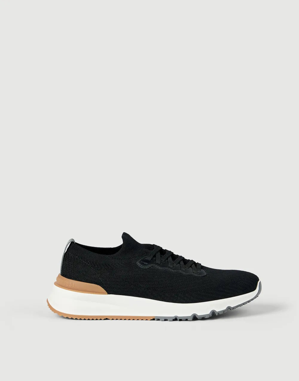 Cotton knit and semi-polished calfskin Black