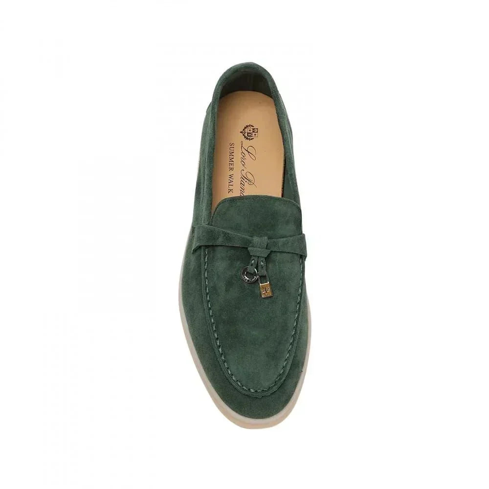 Loro Piana Women's Loafers | Summer Charms Walk Green
