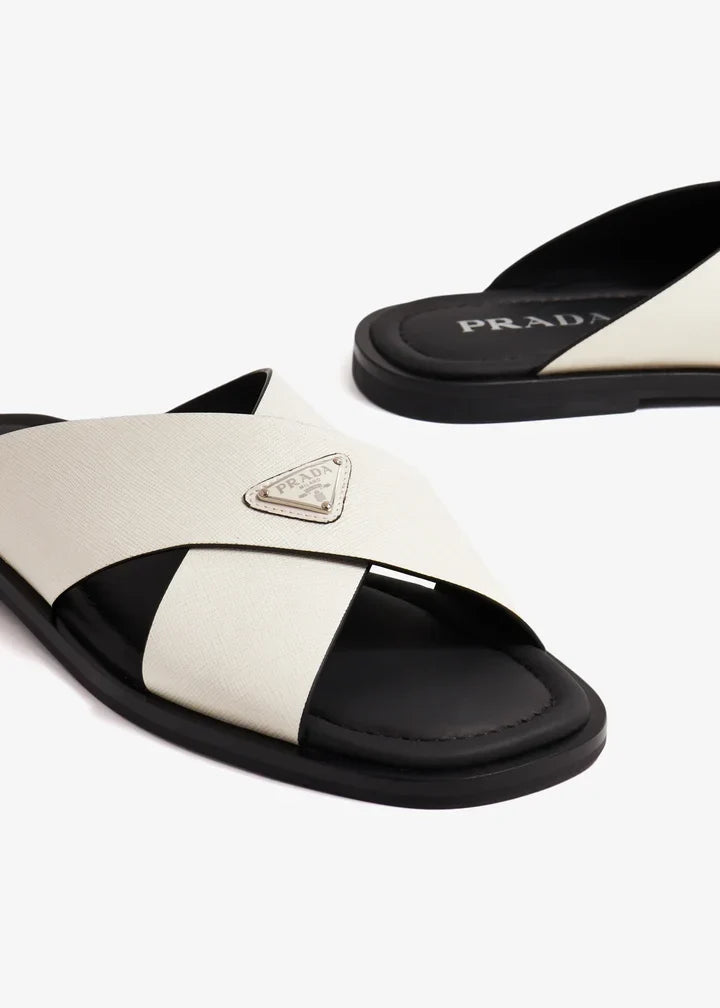 Prada Sandals | Saffiano Leather Crisscross