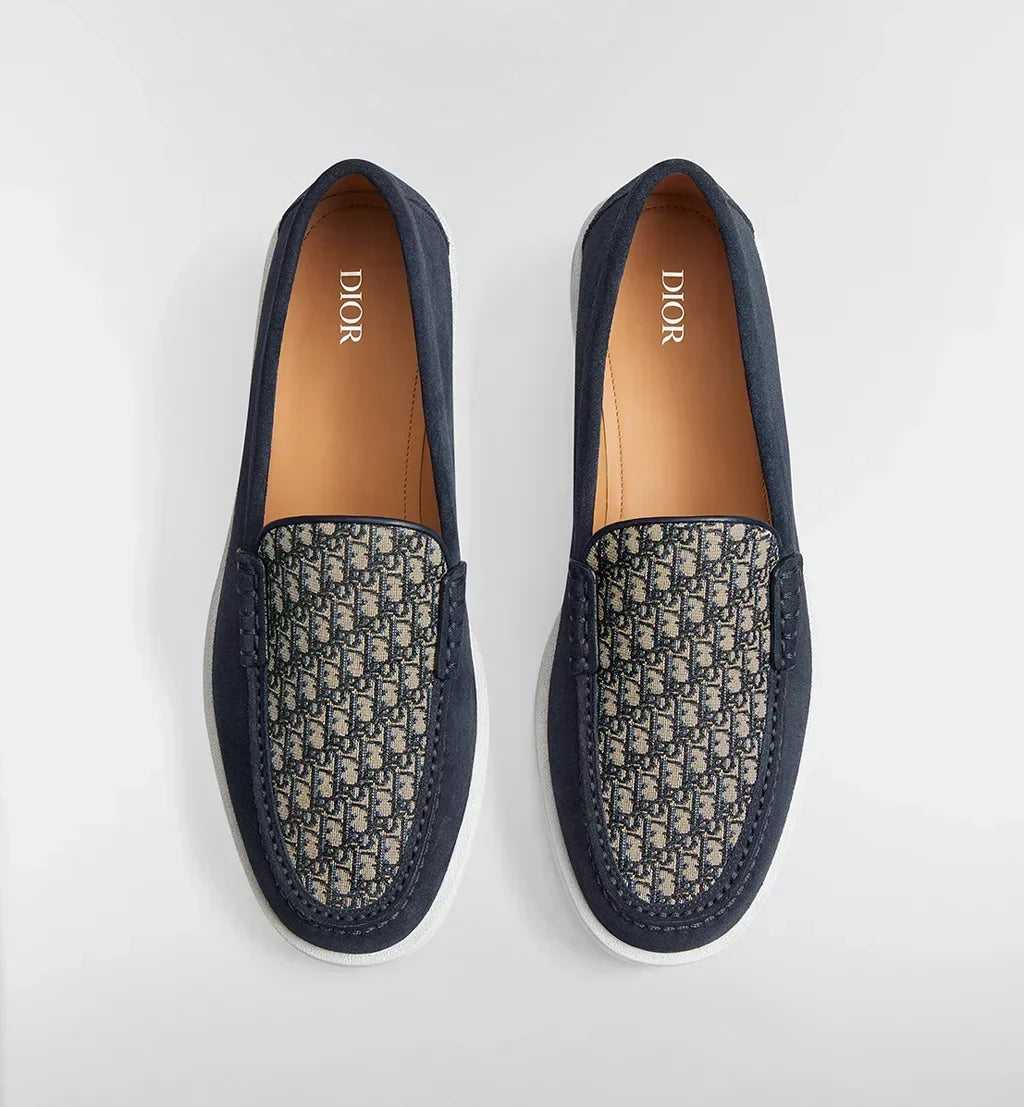 Dior Loafers | Navy Blue Suede With Beige