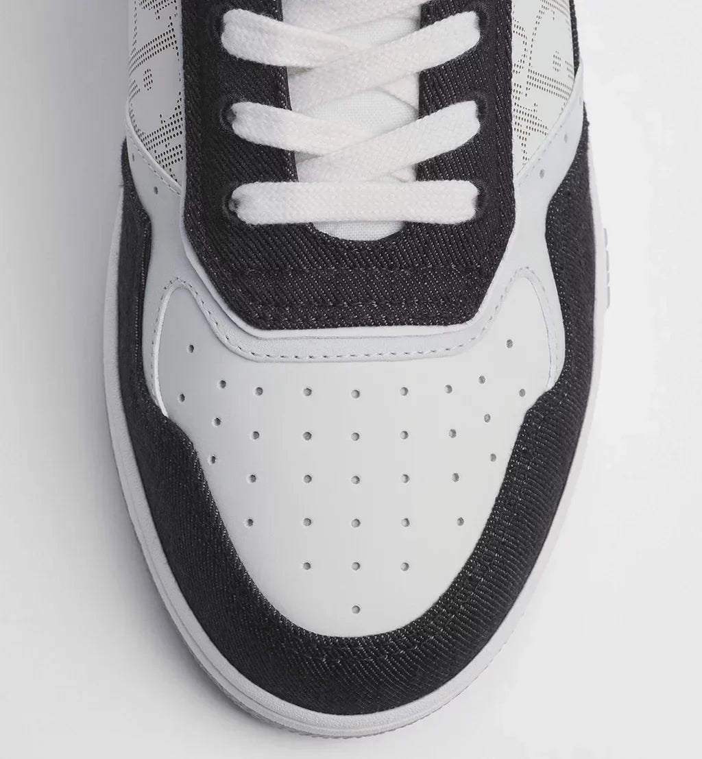 White Smooth Calfskin, Black Denim and White Dior Oblique Galaxy Leather