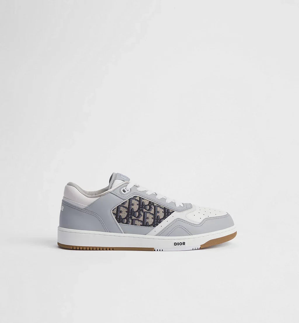 Gray and White Smooth Calfskin with Beige and Black Dior Oblique Jacquard
