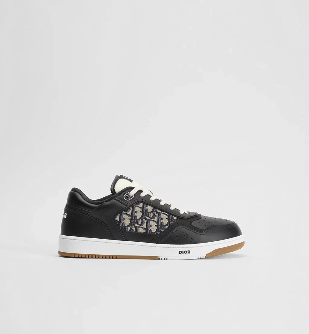 Black Smooth Calfskin with Beige and Black Dior Oblique Jacquard