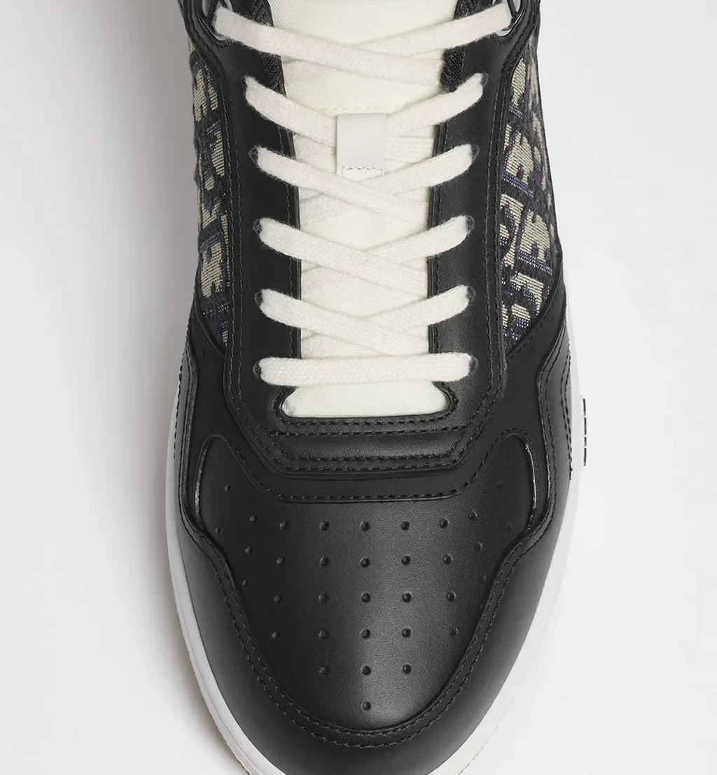 Black Smooth Calfskin with Beige and Black Dior Oblique Jacquard