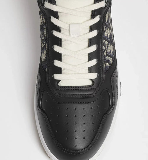 Black Smooth Calfskin with Beige and Black Dior Oblique Jacquard