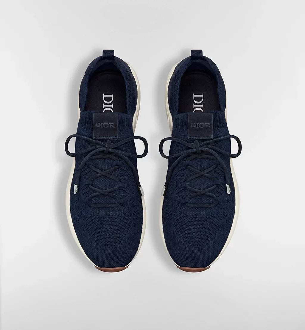 B80 Lounge Sneaker Navy Blue Cannage Cashmere, Wool and Silk Knit with Navy Blue Suede Calfskin
