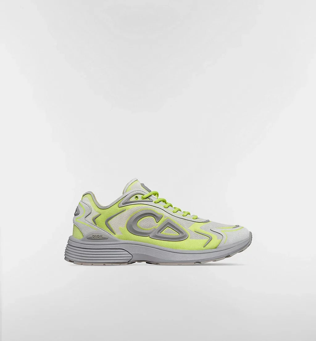 B30 Countdown Tech Sneaker White Semi-Transparent N3O Nylon, Gray and Green Technical Fabric and Gray Rubber