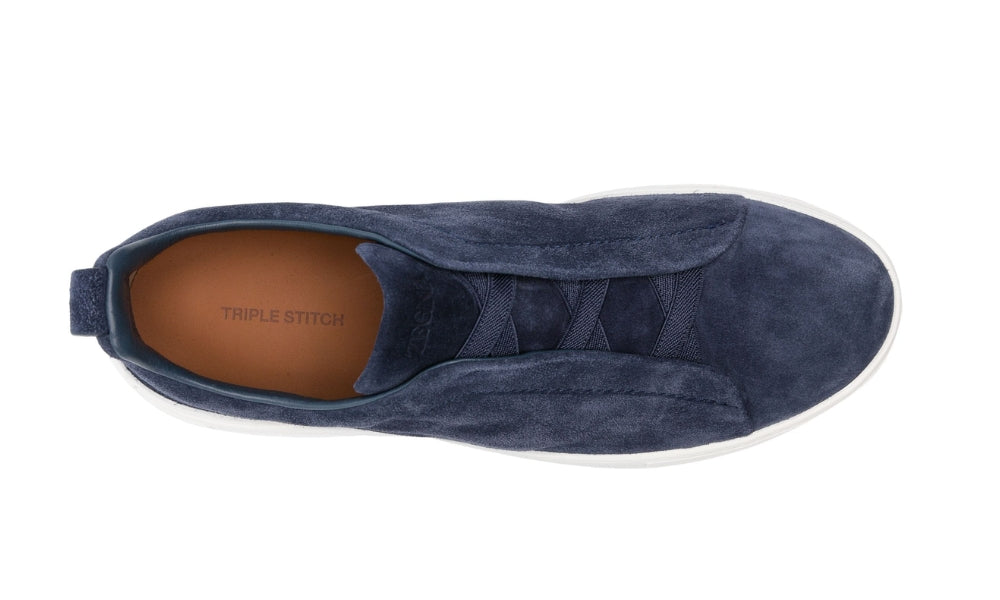 Zegna Triple Stitch suede sneakers "Blue"