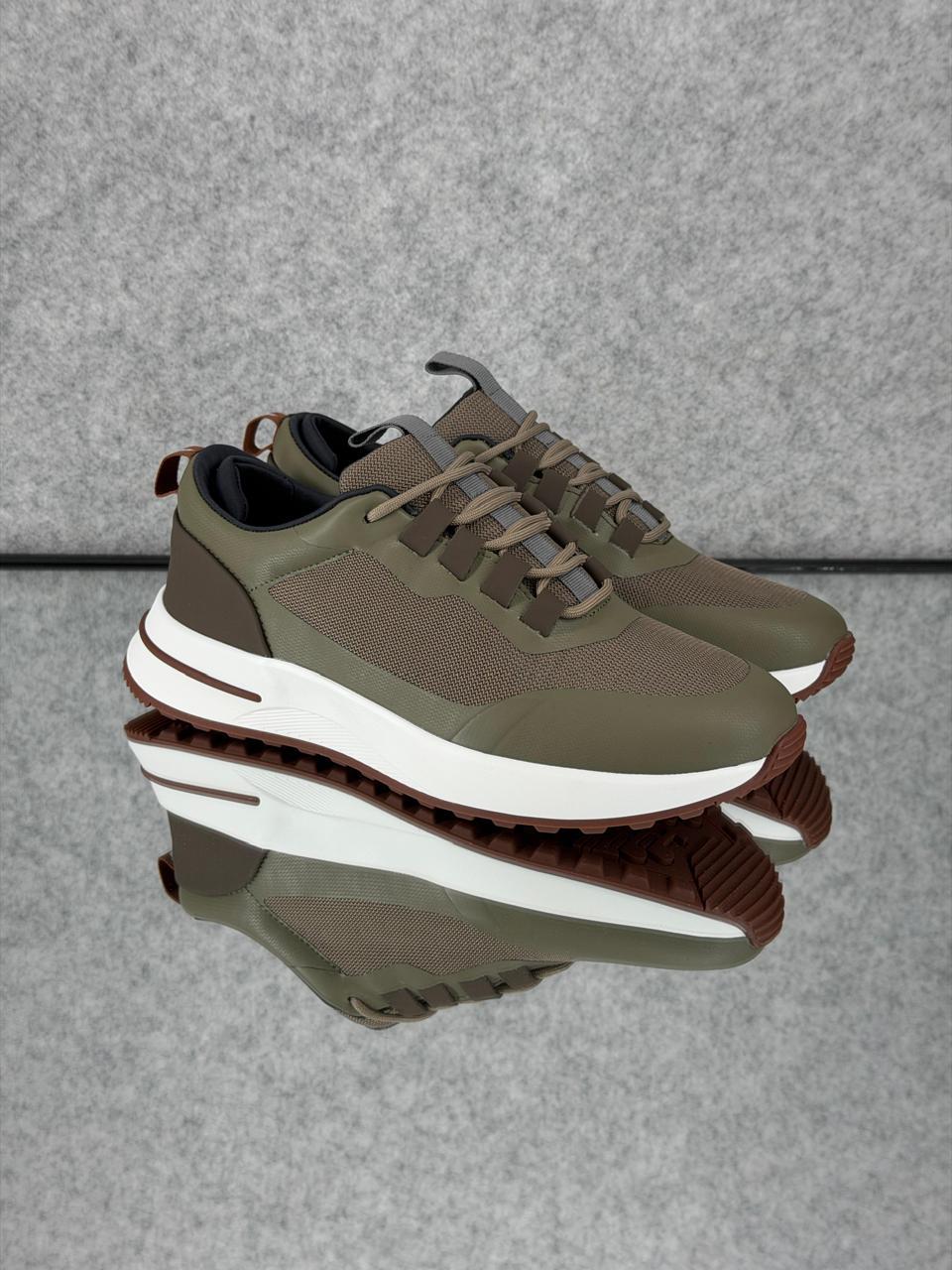 Loro Piana Week End Walk Sneakers Dark Green technical mesh