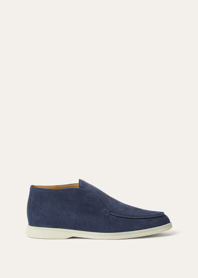 Loro Piana Loafer Open Walk Ankle Boot Very Dark Deep Sea