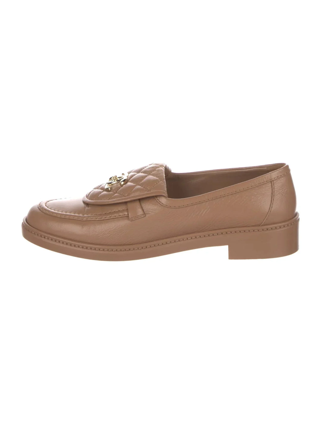 Chanel  Women's Loafers |  Crumpled Lambskin Quilted CC Turnlock Brown