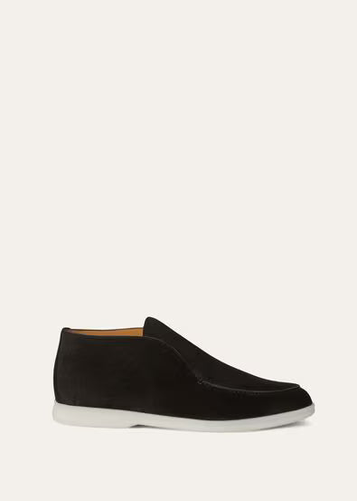 Loro Piana Loafer Open Walk Ankle Boot Black