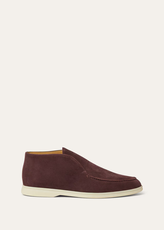 Loro Piana Loafer Open Walk Ankle Boot Very Dark Maroon
