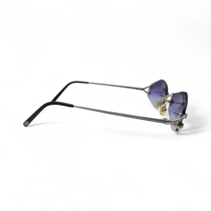 Cartier Glasses | Rimless Sunglasses Platinum Wires Sunglasses w/ Smoke Gray/blue Lenses