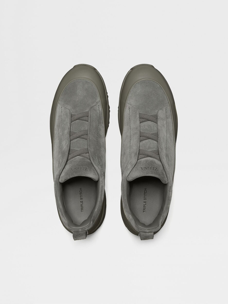 Grey Suede and Leather Triple Stitch™