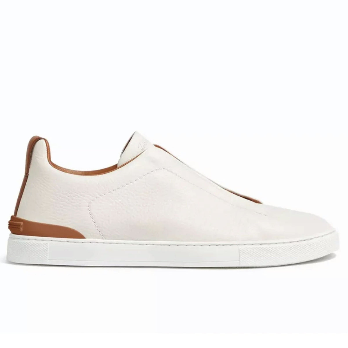 Zegna Deerskin Triple Stitch Off White/Brown Men's