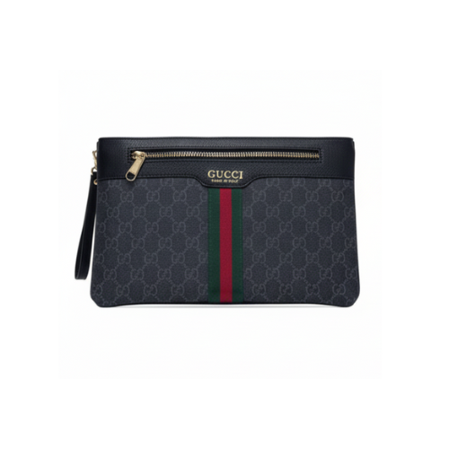 Gucci Pouch | Leather Stripe Zip Pouch