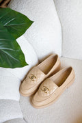 Chanel Women's Loafers | Beige CC Turnlock