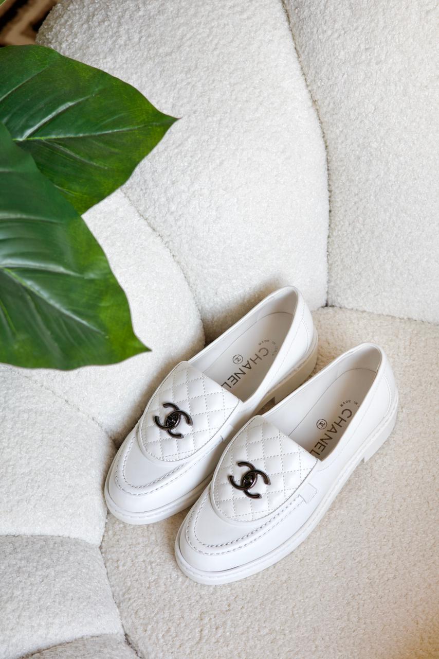 Chanel  Women's Loafers |  22P White Quilted Flap Turnlock