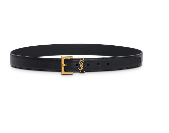 Saint Laurent Belt | Black Leather with Logo Buckle