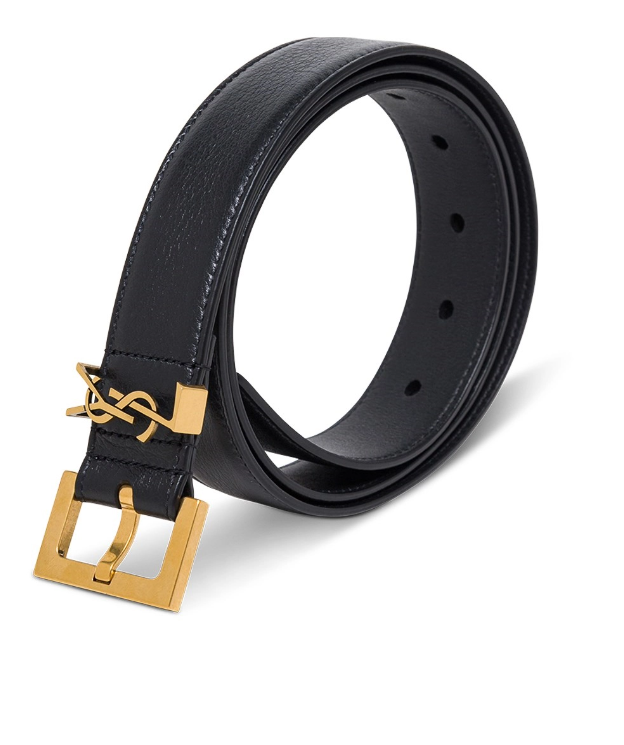 Saint Laurent Belt | Black Leather with Logo Buckle