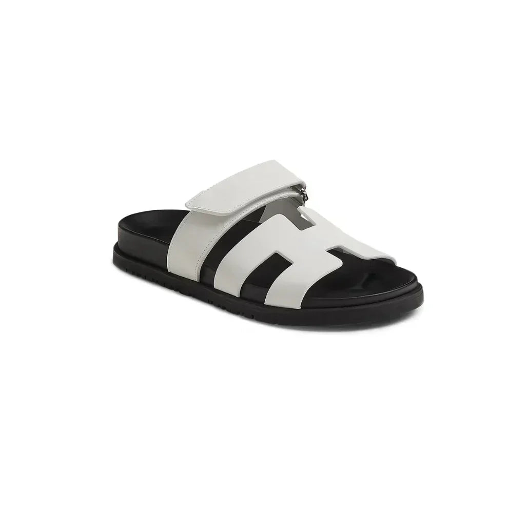 Hermes Chypre Sandals "White Leather"