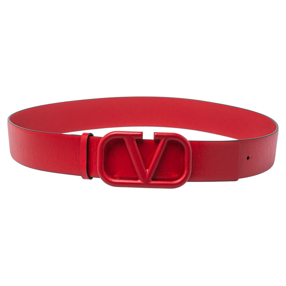 Valentino Belt | Red Leather VLOGO