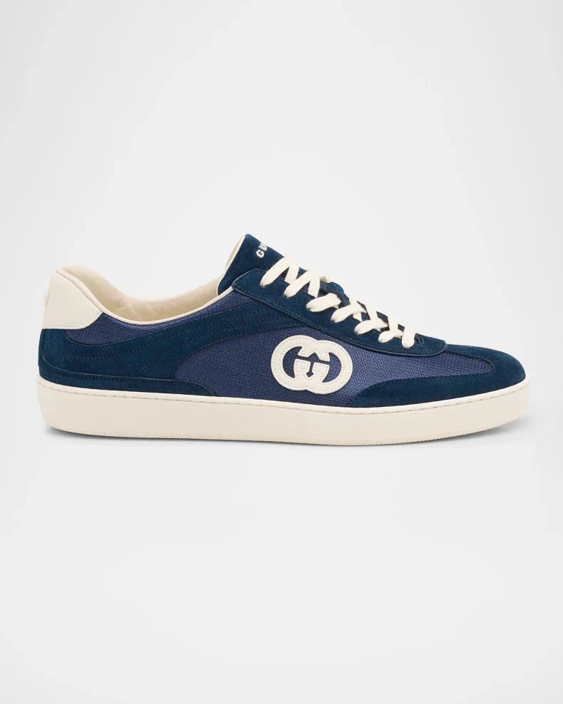 Gucci G75 Canvas and Suede T-Toe Low-Top Sneakers