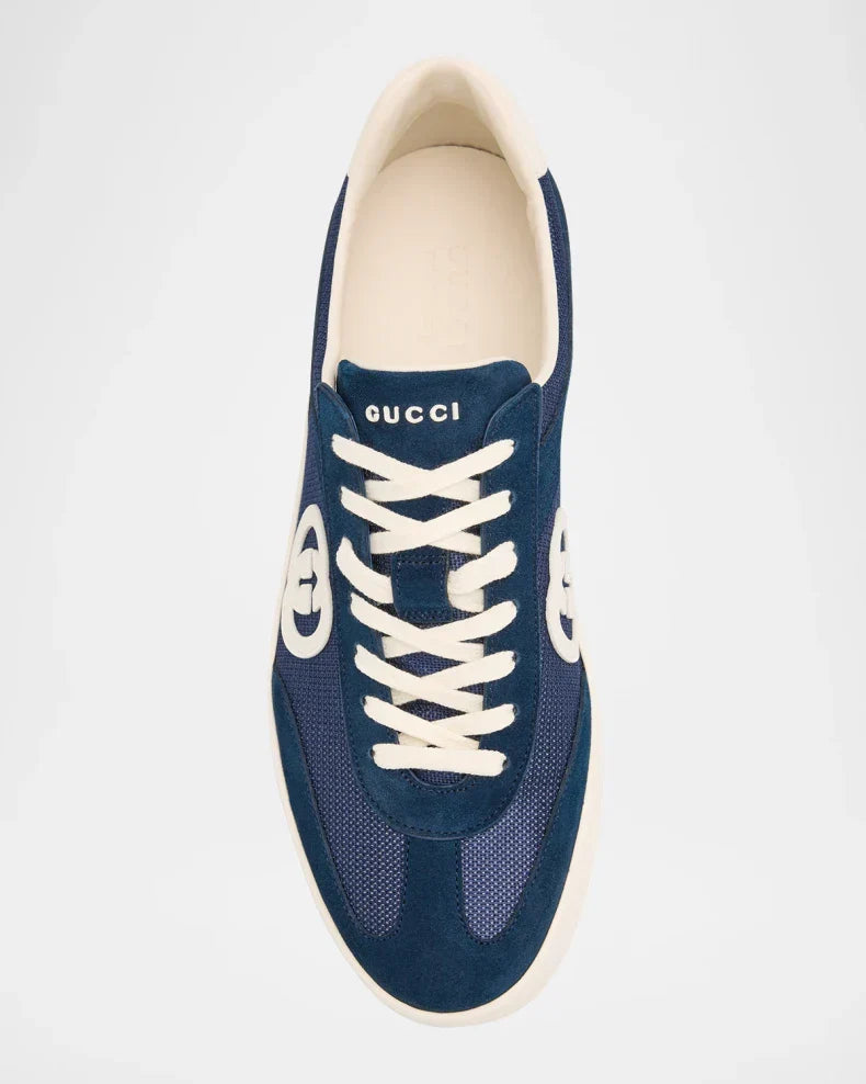 Gucci G75 Canvas and Suede T-Toe Low-Top Sneakers