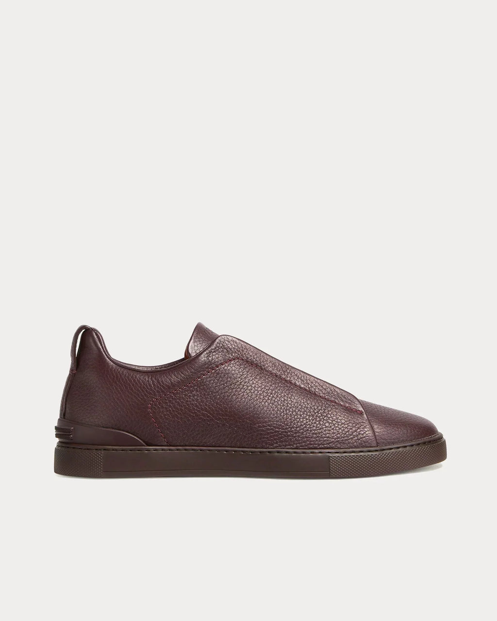 Zegna - Triple Stitch Deerskin Dark Burgundy Slip On