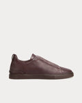 Zegna - Triple Stitch Deerskin Dark Burgundy Slip On